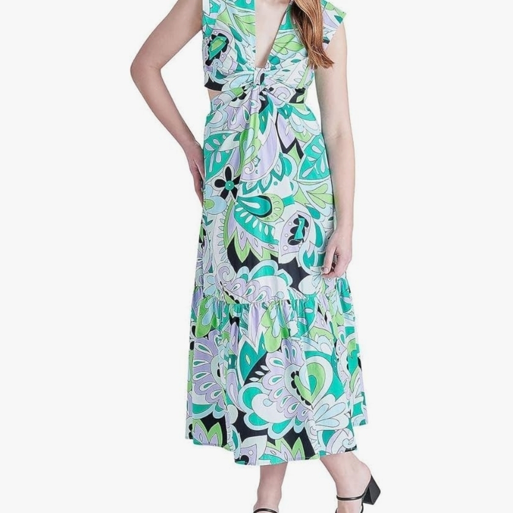 Steve Madden Green and Blue Plunge Sundress